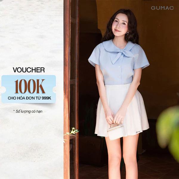 [NEW] Áo Kiểu Nữ Gmorning - GUMAC Áo Sơ Mi Dáng Lửng Chất Kate Cổ Cách Điệu Thắt Nơ Thanh Lịch YAG04080