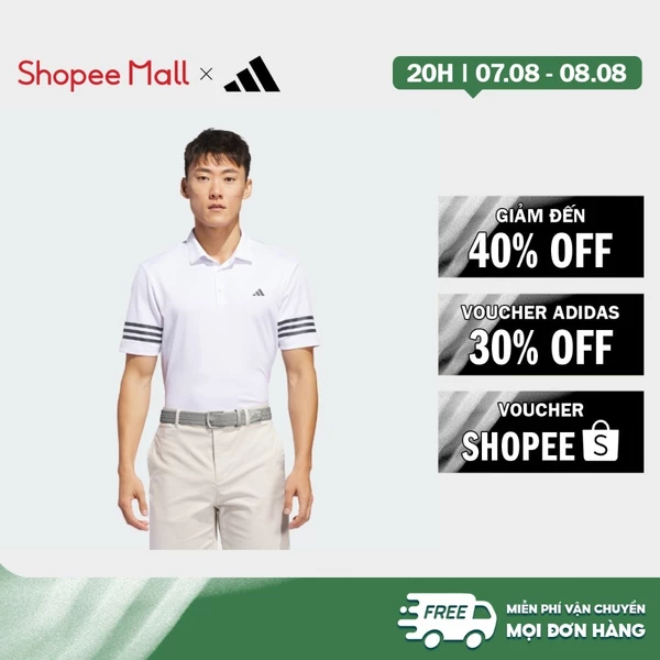 [Duy nhất 8.8 - VOUCHER 30%]adidas Đánh gôn Áo Polo 3 Sọc Nam trắng IU4359