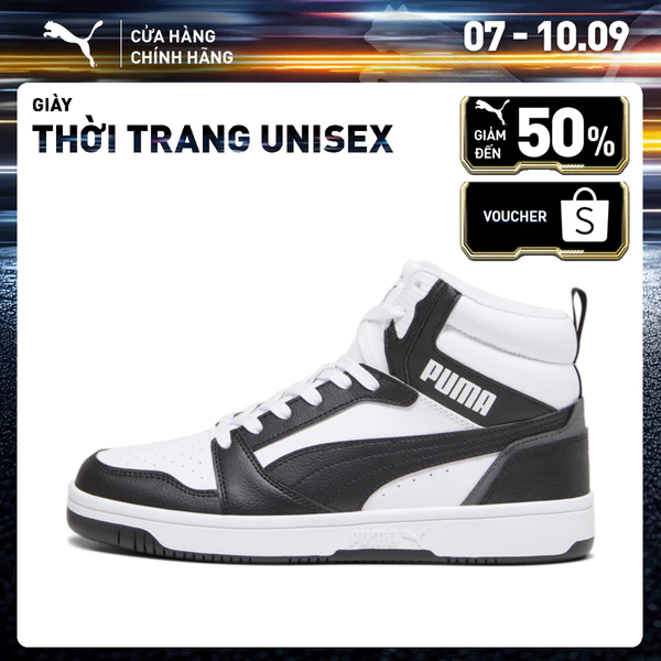 Giày Thời Trang PUMA Unisex Rebound v6 White-Black-Shadow Gray-White Màu Trắng