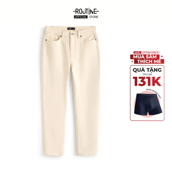 Quần Jeans Nam Trơn Form Slim Cropped - Routine 10S25DPA002