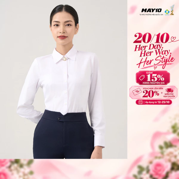 Áo sơ mi nữ May 10 mã AT040 vải bamboo - nano