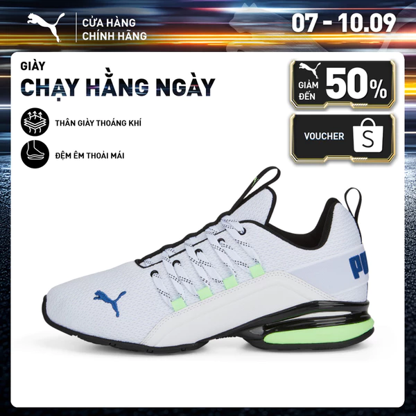 Giày Chạy Bộ PUMA Nam Axelion Refresh White-Fizzy Lime-Clyde Royal Màu Trắng