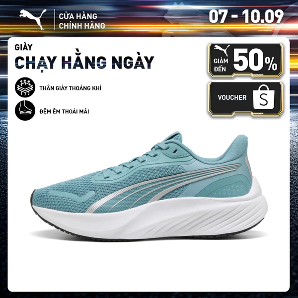 Giày Chạy Bộ PUMA Unisex Pounce Lite Baltic Sea Blue-White-Black-Silver Màu Xanh
