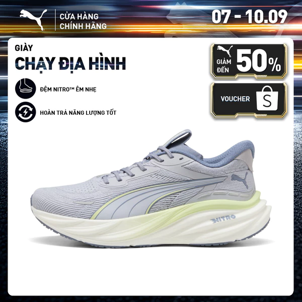 Giày Chạy Bộ PUMA Nam Magnify NITRO 3 Vibrant Silver-Apple Spritz Màu Xám