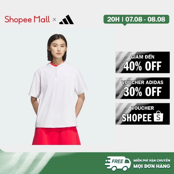 [Duy nhất 8.8 - VOUCHER 30%]adidas Đánh gôn Áo Chui Đầu Có Mũ Ngắn Tay Khóa Kéo 1/4 Adizero Nữ trắng JE8319