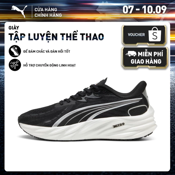 Giày Chạy Bộ PUMA Nam Velocity NITRO 4 Black- Silver Màu Đen