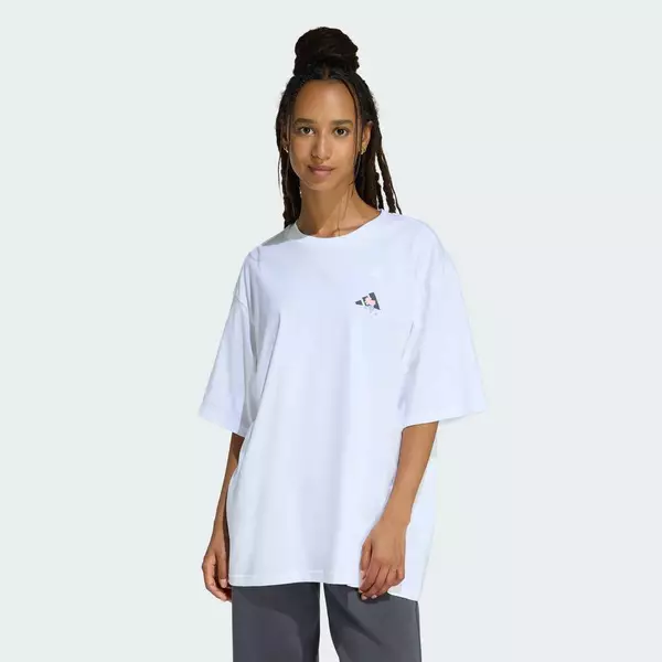 adidas Phong cách sống ÁO THUN GRAPHIC OVERSIZE SOFT SIDE Nữ trắng KA5091