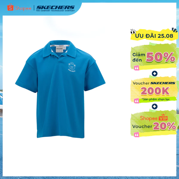 Short Sleeve Polo Bé Trai Skechers Food Truck Short Sleeve Polo - SL125B069-BLU7 Online Sale
