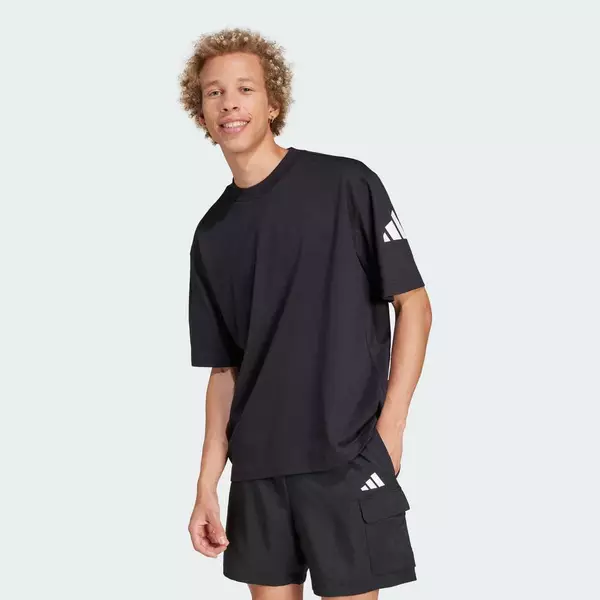adidas Lifestyle Essentials Loose Fit 3 Bar Logo Tee Men Black JF3615