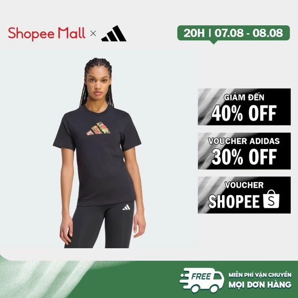 [Duy nhất 8.8 - VOUCHER 30%]adidas Phong cách sống ÁO THUN DÁNG CHUẨN GRAPHIC HOA Nữ Đen KT2766