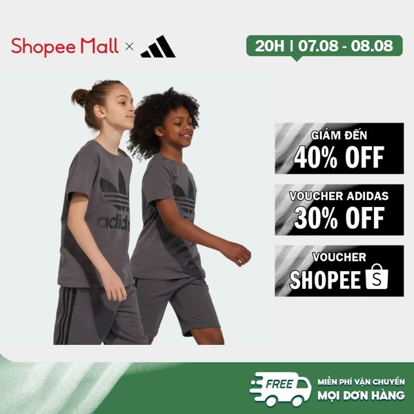 [Duy nhất 8.8 - VOUCHER 30%]adidas Phong cách sống Áo Thun Ba Lá Trẻ em Xám IJ7178