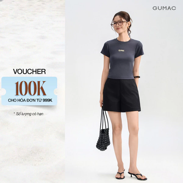Quần Short Nữ GUMAC Con Đỉa Đôi Đính Nút Kiểu Túi Xéo Cách Điệu Sang Trọng LSHG09098