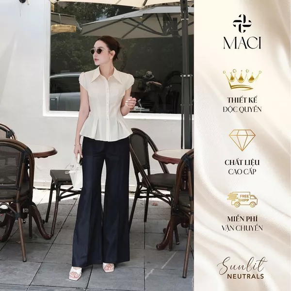 Quần Denim Gân Giữa MACI MCQQTXD0095 Thời Trang Nữ Thiết Kế Độc Quyền