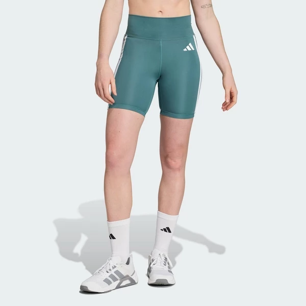 adidas Gym & Training Quần Short Legging 3 Sọc Optime Essentials Nữ màu xanh lá JY2147