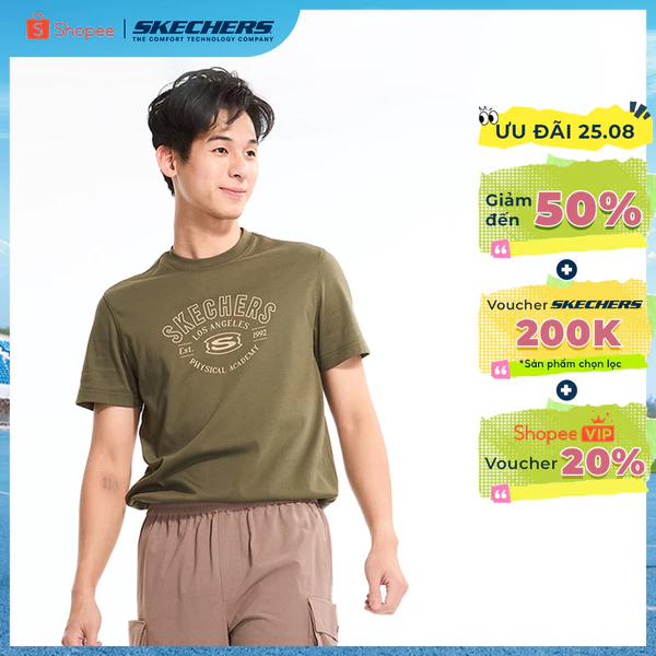 Áo Thun Tay Ngắn Nam Skechers LifestylePhysicalAcademiaCollectionIconicShortSleeveTee-SL125M004-0067 Online Sale