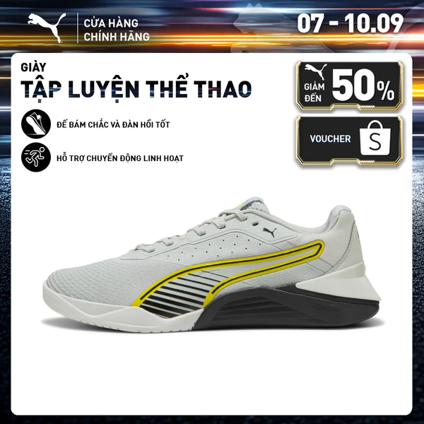 Giày Tập Luyện PUMA Unisex Fuse 4.0 Cool Light Gray-Black-Lux Lime Màu Xám
