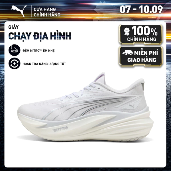 Giày Chạy Bộ PUMA Nam MagMax NITRO 2 White-Silver Mist Màu Trắng