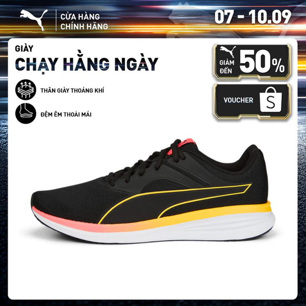 Giày Chạy Bộ PUMA Unisex Transport Black-Sunset Glow-Sun Stream Màu Đen
