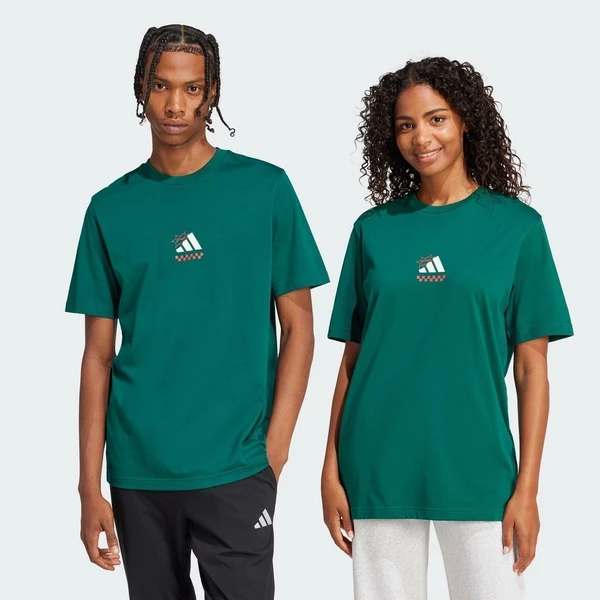adidas Phong cách sống Áo Thun Graphic Lounge Pizza Nam màu xanh lá JJ4017