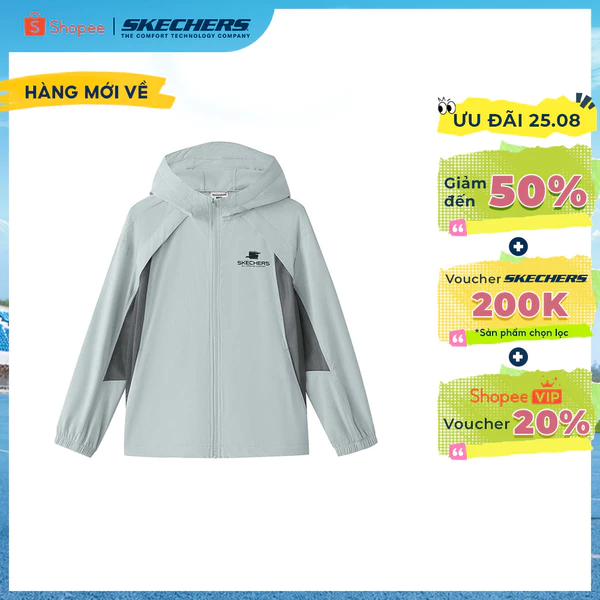 Áo Khoác Có Nón Bé Trai Skechers Runners Club Performance Hooded Jacket - P226B050-01MZ