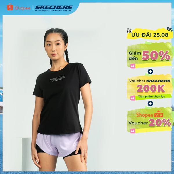 Áo Thun Tay Ngắn Nữ Skechers Running Performance Short Sleeve Tee - SP325W307-0018 Online Sale