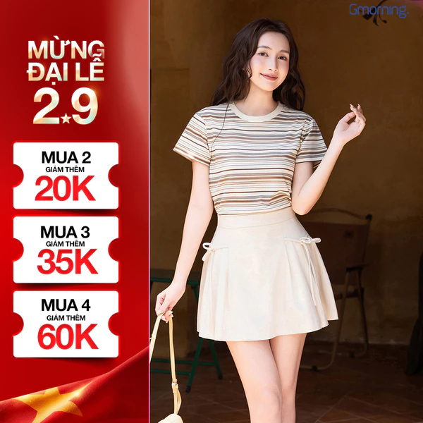 Áo Thun Nữ Form Suông GUMAC Tay Ngắn Cổ Áo Bo Viền Lai Ngang ATG04090