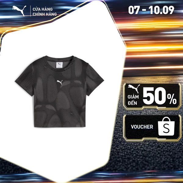 Áo Thun Thời Trang PUMA Nữ DARE TO AOP Baby Tee Black Màu Đen