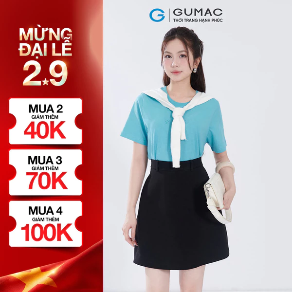 Quần váy nữ form A  GUMAC dây kéo sau có túi vải carolan xược cao cấp SHF06037