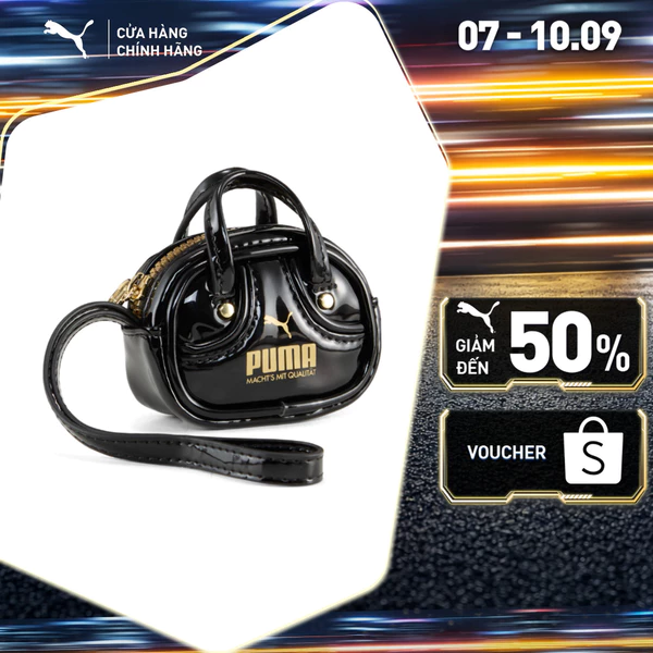 Túi Móc Khóa Thời Trang PUMA Unisex 1976 Grip Bag Keychain Black-Archive Gold Màu Đen