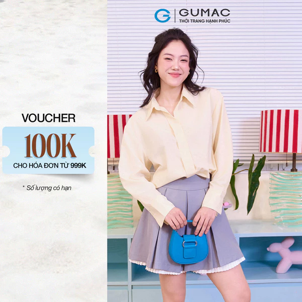 Chân váy nữ Gmorning - GUMAC ngắn xếp ly form A xòe chân váy hai tầng  YVF11049