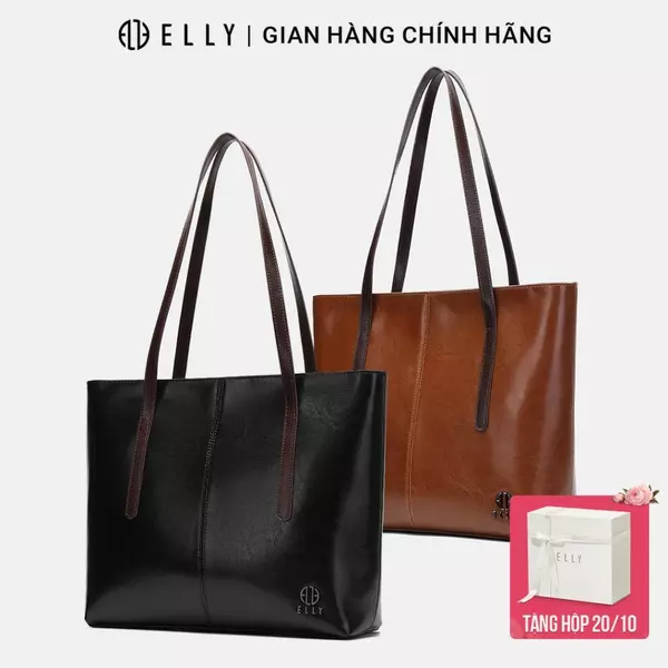 Túi xách nữ da thật ELLY ET194 túi xách tay đeo vai công sở cao cấp sang trọng