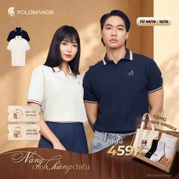 Áo polo nam cao cấp BRIDON cổ V, BST STALLION vải CVC Diamond, sang trọng - POLOMANOR