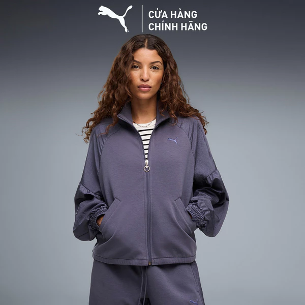 Áo Khoác Thể Thao PUMA Nữ HER Full-Zip Relaxed Jacket Inky Depths Màu Xám