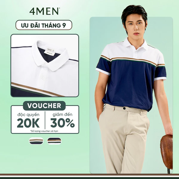 Áo Polo 4men Signature Stripe Phối Màu Form Regular PO192 Basic, Thanh Lịch
