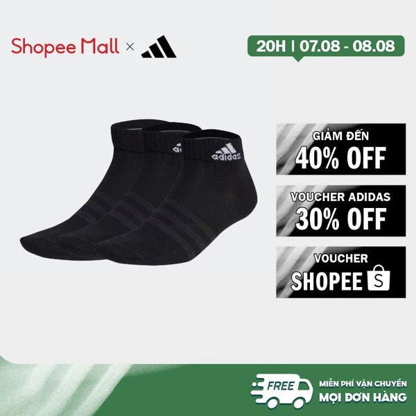 [Duy nhất 8.8 - VOUCHER 30%]adidas Phong cách sống Bộ 3 Đôi Tất Cổ Ngắn Mỏng Nhẹ Unisex Đen IC1282
