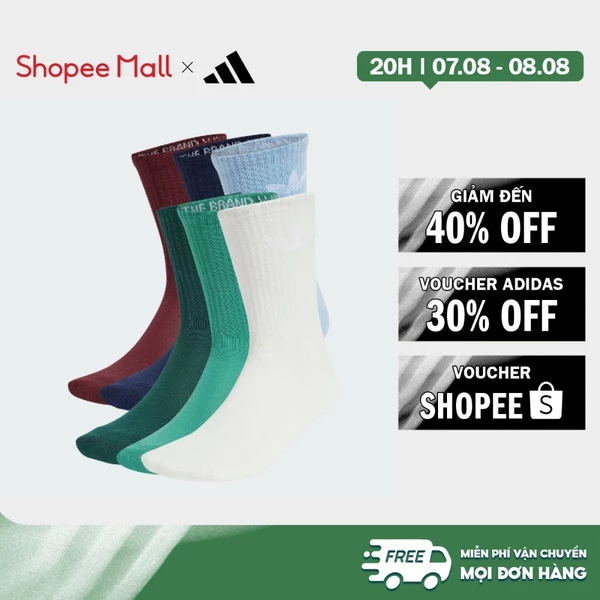 [Duy nhất 8.8 - VOUCHER 30%]adidas Phong cách sống Bộ 6 Đôi Tất Cổ Trung Cushion Logo Ba Lá Unisex trắng JI9504