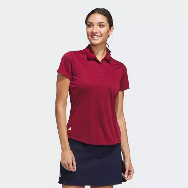 adidas Golf Women's Solid Performance Short Sleeve Polo Shirt Women Burgundy KE3646
