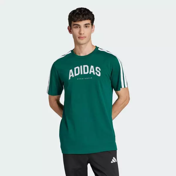 adidas Phong cách sống Áo Thun Graphic Dạng Đường Nét Codes Phong Cách Học Đường Nam màu xanh lá JJ3869