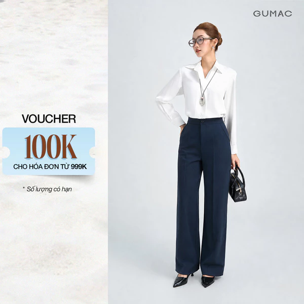 Quần Tây Nữ GUMAC Ống Suông Thanh Lịch Tôn Dáng Phong Cách Công Sở Nữ Tính LQG07087