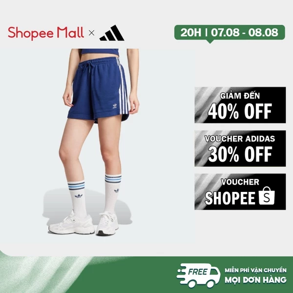 [Duy nhất 8.8 - VOUCHER 30%]adidas Lifestyle 3-Stripes French Terry Shorts Women Blue IY2158