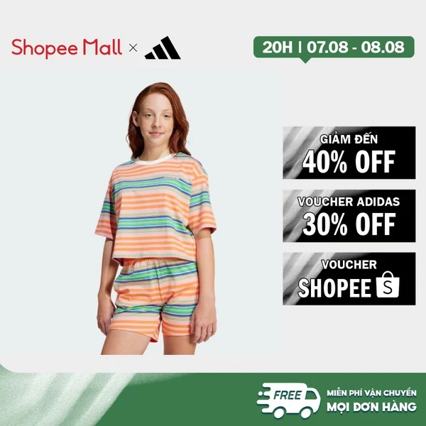 [Duy nhất 8.8 - VOUCHER 30%]adidas Phong cách sống Áo Thun Lửng Kẻ Sọc Trẻ Em Trẻ em Hồng JC8392