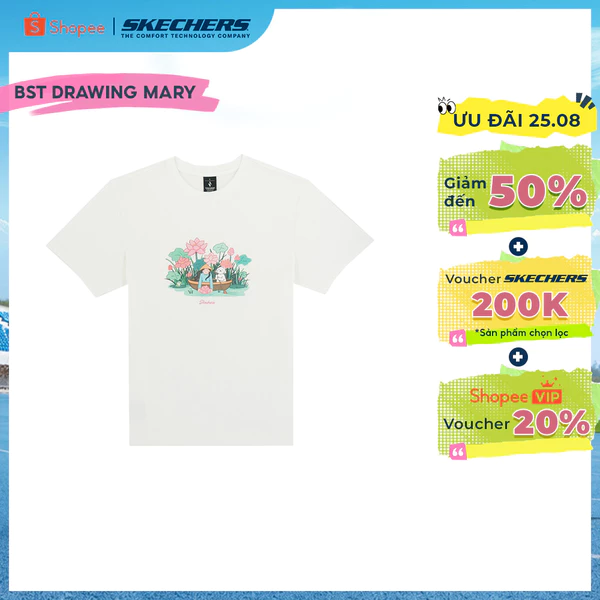 Áo Thun Tay Ngắn Unisex Skechers Skechvibe X Drawingmary Short Sleeve Tee - SL226U658-04U9
