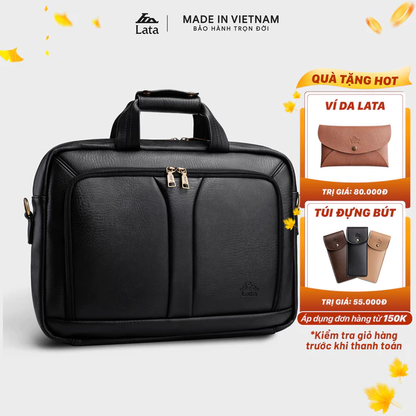 Cặp Công Sở Lata (Thời trang nam basic đựng laptop 15,6 inch - Cặp da Lata CA24)