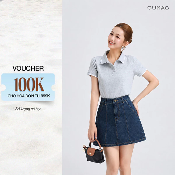 Chân Váy Jeans Nữ GUMAC Form A Thêu Chỉ Nổi Có Lót Quần Trẻ Trung Dễ Phối Đồ Đi Chơi Đi Học LVJG06015