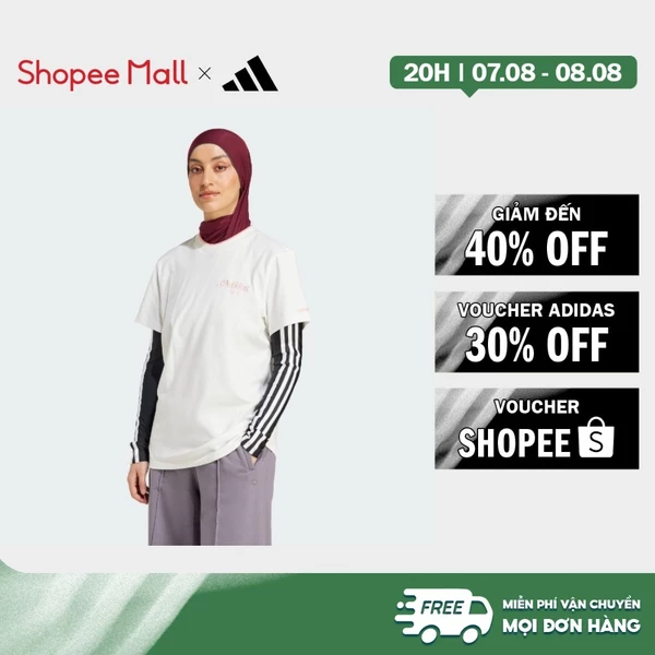 [Duy nhất 8.8 - VOUCHER 30%]adidas Phong cách sống Áo Thun Graphic Dáng Suông Nữ trắng IX3554