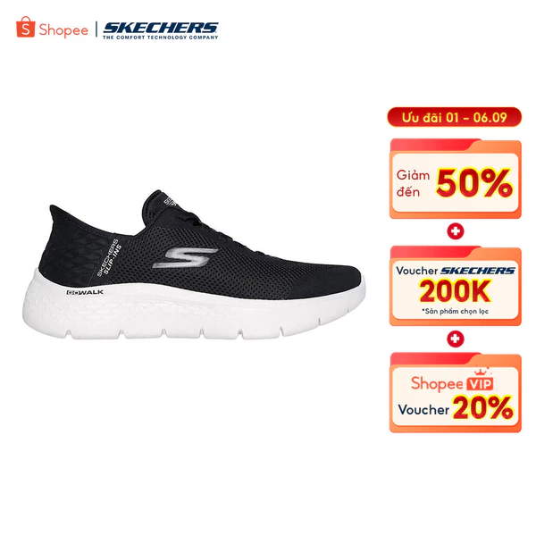 Giày Thể Thao Nữ Skechers Slip-ins GOwalk Flex Grand Entry Đi Bộ-124836-BKW Air-Cooled Memory Foam