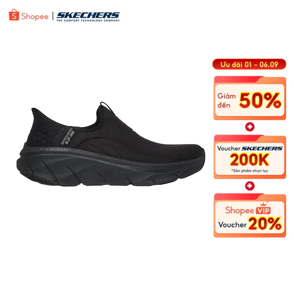 Giày Thể Thao Nữ Skechers Slip-ins Sport D'Lux Walker 2.0 Happy Step Thường Ngày - 150099-BBK Air-Cooled Memory Foam