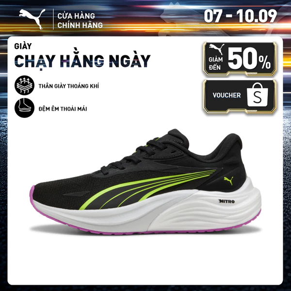 Giày Chạy Bộ PUMA Nữ Electrify NITRO 4 WN Black Yellow Màu Đen
