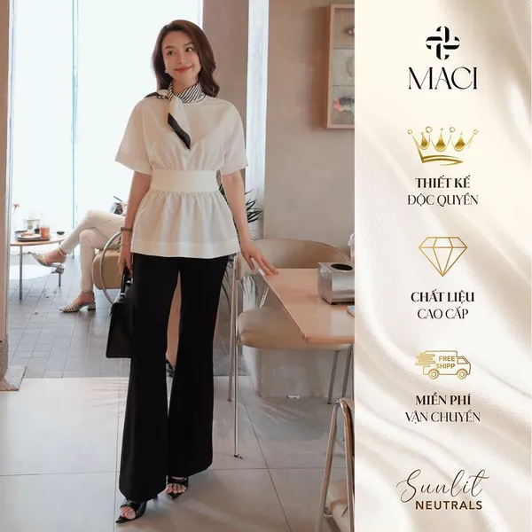 Áo Sơ Mi Dáng Peplum Nhún Eo Chất Thô Mềm MACI MCASMTR0312 Thời Trang Nữ Thiết Kế Độc Quyền