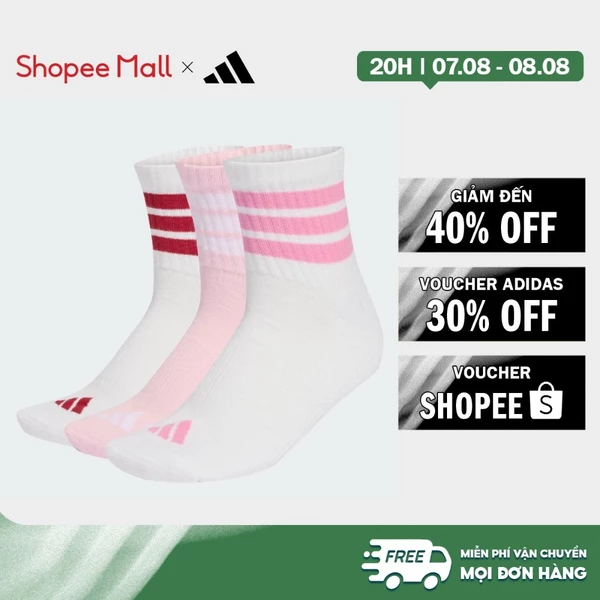 [Duy nhất 8.8 - VOUCHER 30%]adidas Phong cách sống BỘ 3 ĐÔI TẤT CỔ TRUNG SPORTSWEAR ĐỆM ÊM 3 GẠCH Unisex trắng KC9616